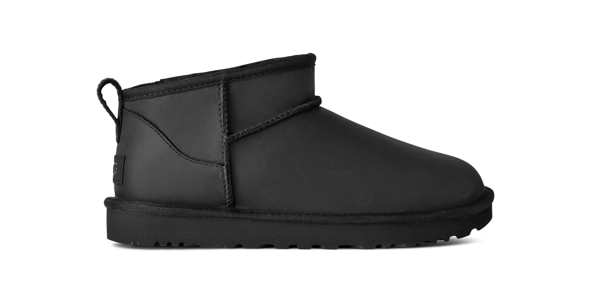 UGG Classic Ultra Mini Black Leather Women's