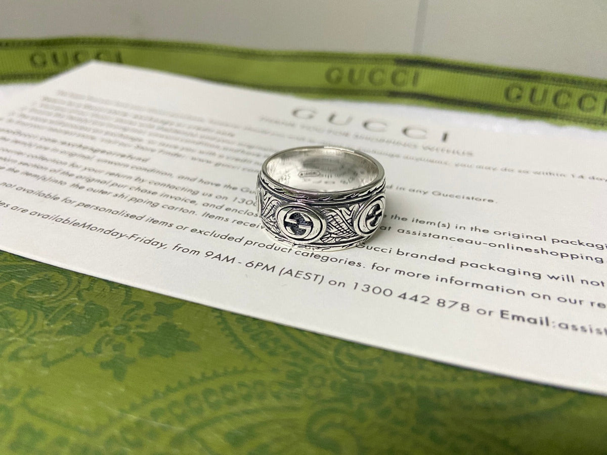Double Gucci Feline Garden Green Ring
